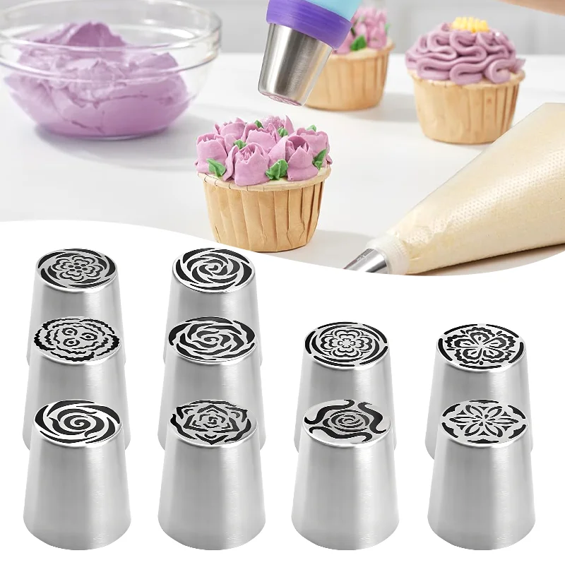 Bico de enquadramento russo de aço inoxidável, faça você mesmo, creme de pastelaria, bico de decoração, ferramentas de cozinha, ferramentas de enquadramento