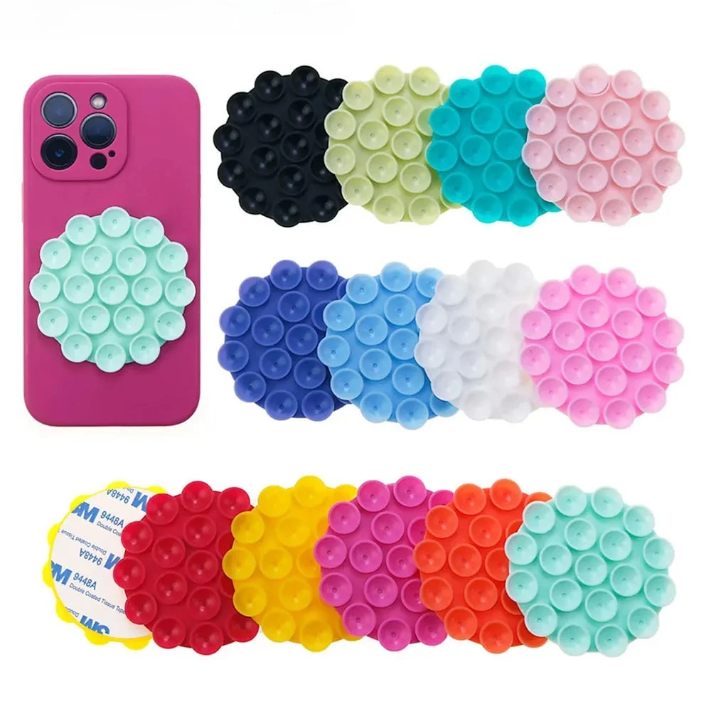 

NEW Multifunctional Mobile Round Silicone Sucker Suction Cup Car Fixing Mounted Holder Phone Case Anti-Slip Stand Fixed Pad