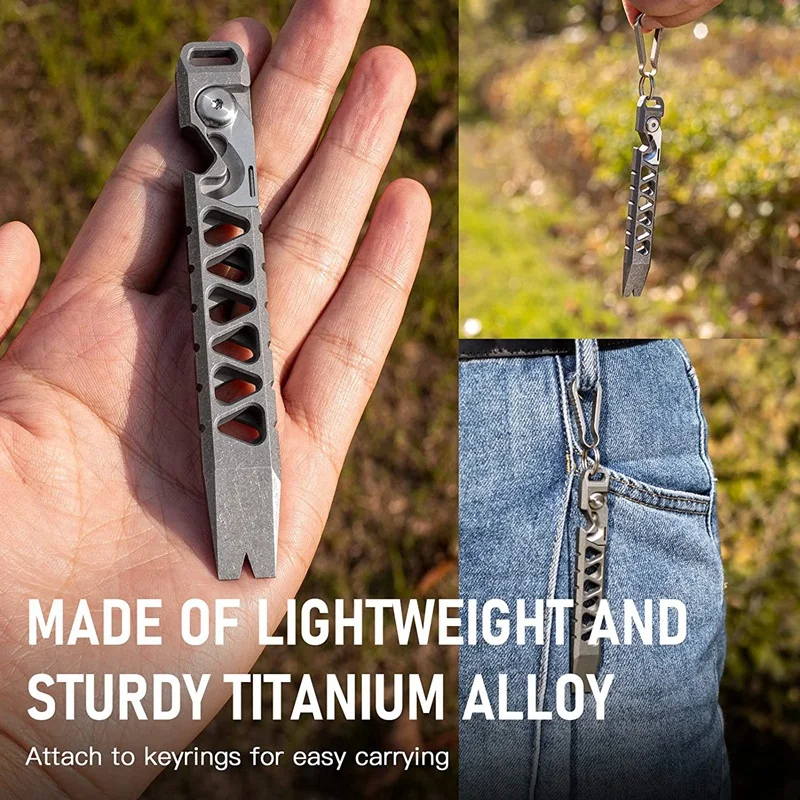 Titanium Pry Bar Pocket Tool Bottle Opener Keychain Outdoor Tool, Titanium Key Chain,Matte