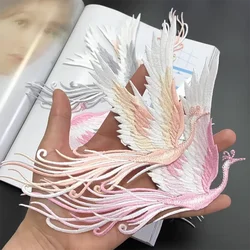 AHYONNIEX Delicate Embroidered Symmetrical Phoenix Patches Iron On Patch DIY Dress Accessories for Arts Crafts Decoration