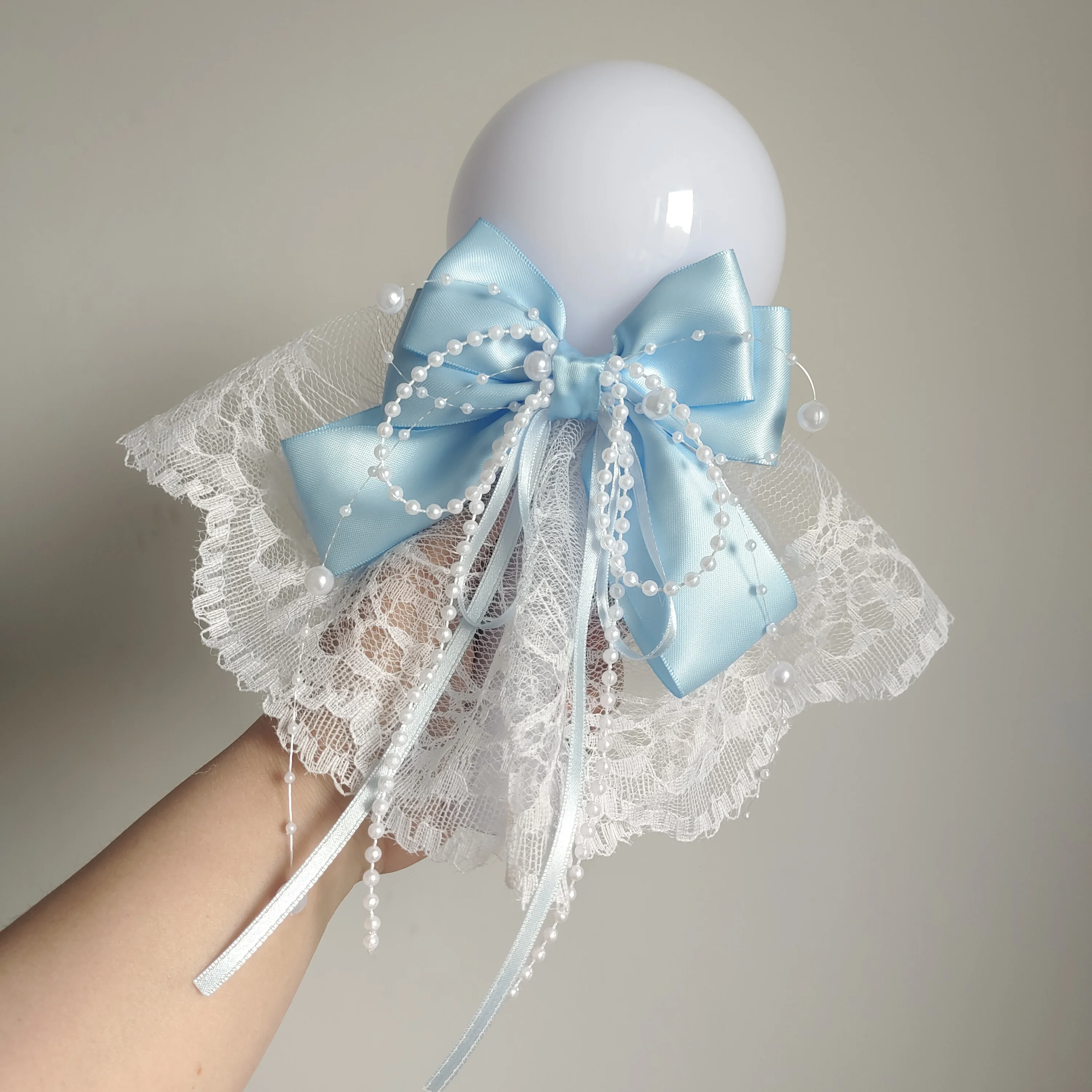 

Women's Lolita Bow Tie Cheering Stick Bows Lace Ribbon Sweet Girls Anime Concert Hand Lamp Accessorie Gifts Fashion CollarFlower