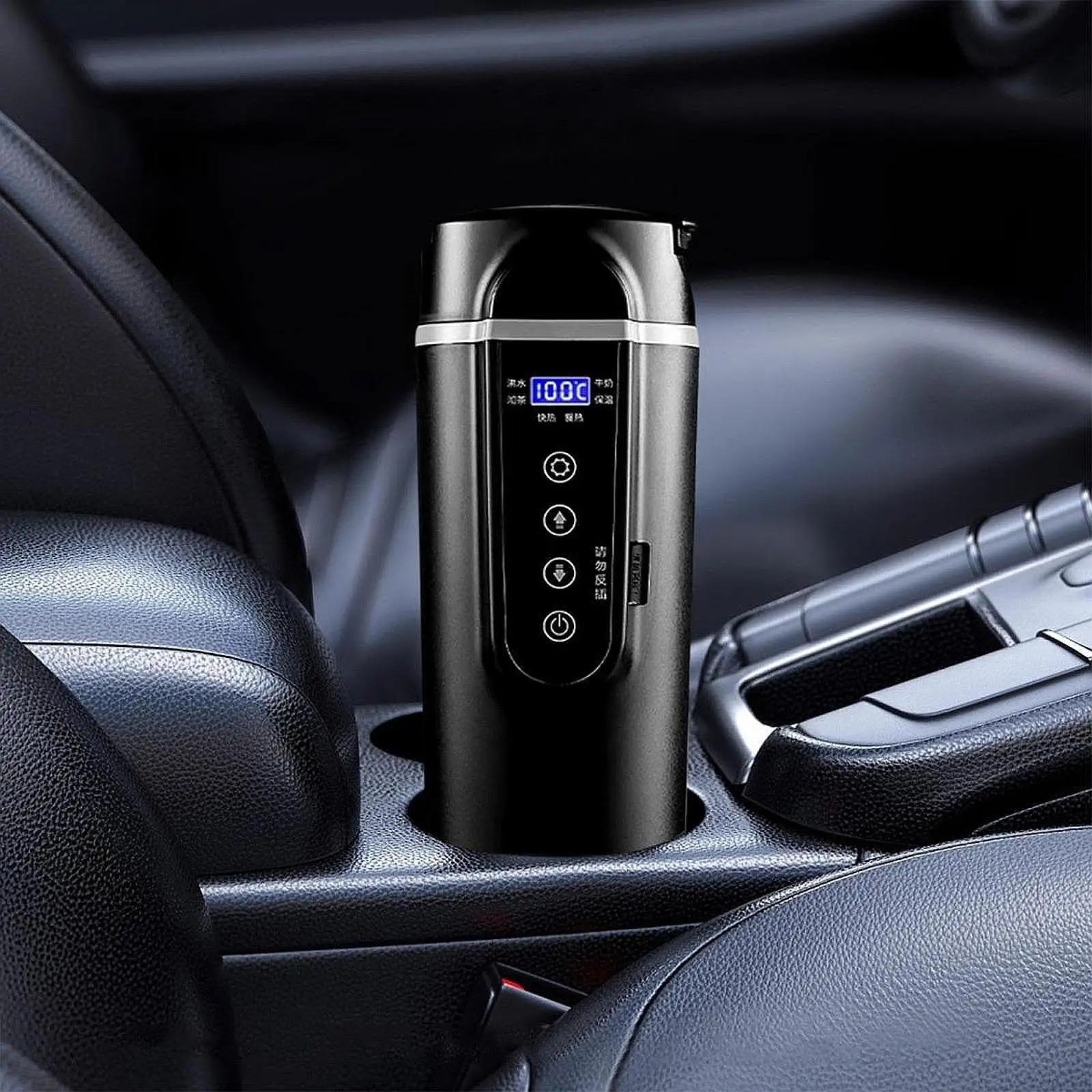 

Car Heating Cup Portable with LCD Temperature Display Stainless Steel Auto Accessories Touch Control Car Travel Electric Kettle