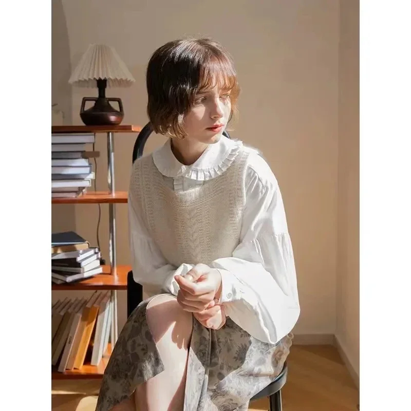 MEXZT Vintage Knitted Vests Women Sleeveless Sweater Harajuku Square Neck Waistcoat Streetwear Korean Knitwear Tank Pullover New