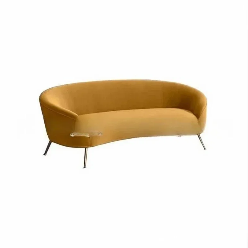 Nordic dark green casual fabric sofa furniture fashion club hotel curved metal reception sofa