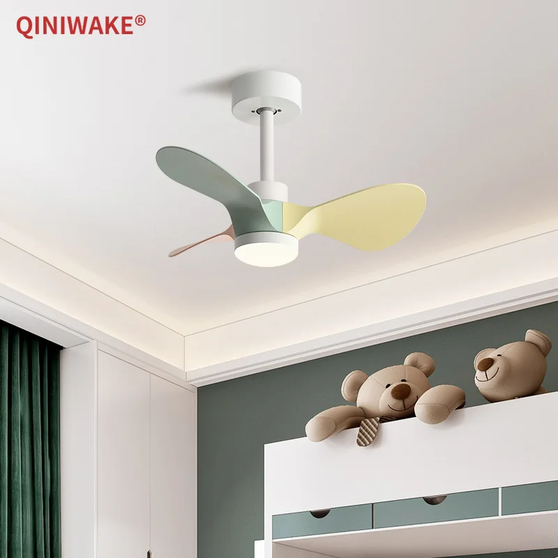 QINIWAKE 20/24 Inch Ceiling Fan with LED Light Remote Control, 3‑Blade Modern Quiet BLDC Ceiling Fan Lamp for Indoor Balcony