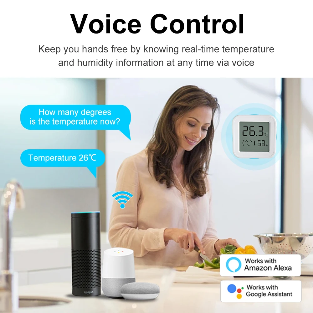 Zigbee Smart Temperature Humidity Sensor Tuya Mini LCD Digital Display Remote Control APP Thermometer Hygrometer Google Home