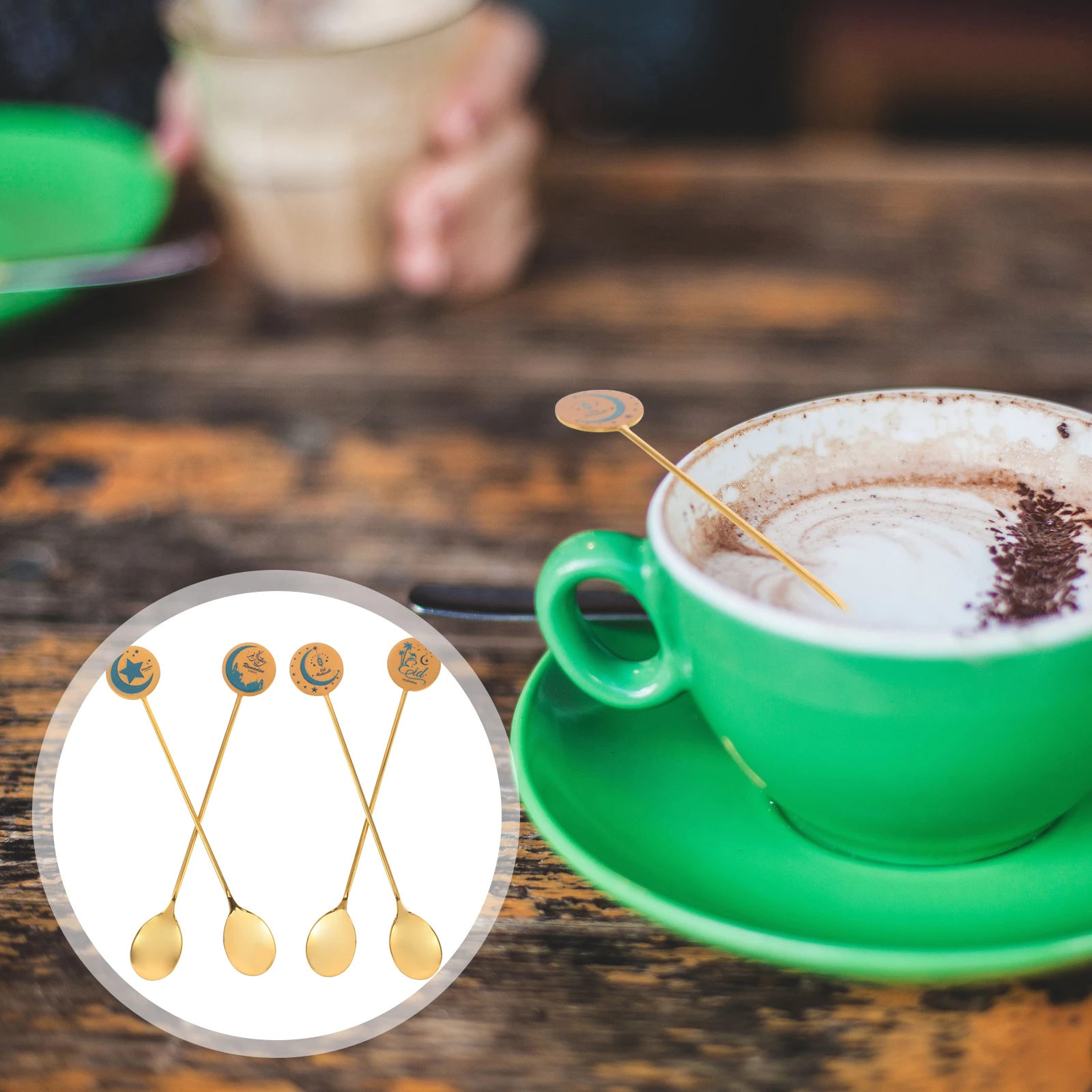 

4Pcs Metal Dessert Spoons Stainless Steel Compact Tea Scoops for Coffee Stirring Pudding Jam Honey Serving Home Party Use