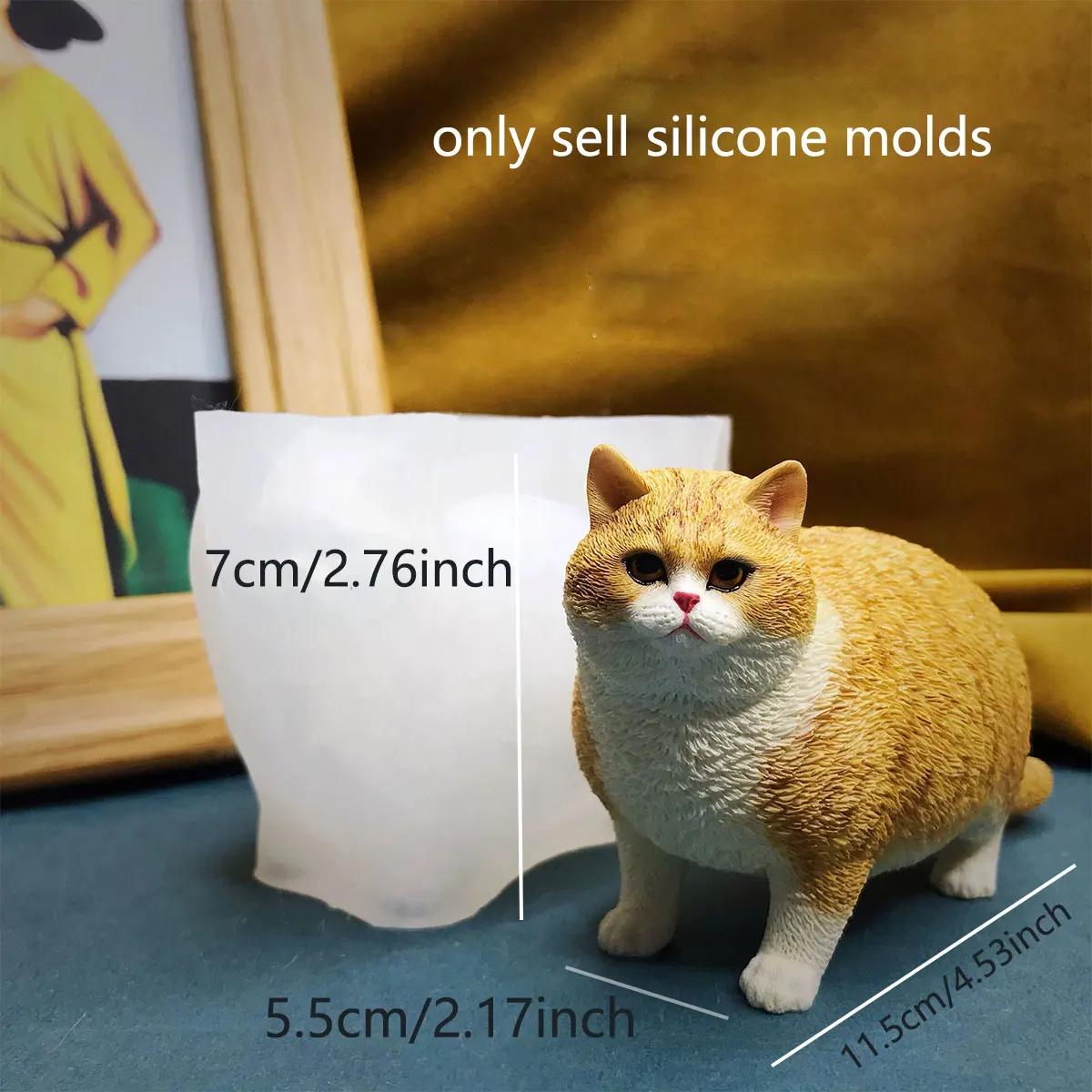 Cute British Shorthair Cat Plaster Mold 3d Animal Kitten Shape Epoxy Resin Clay Silicone Molds