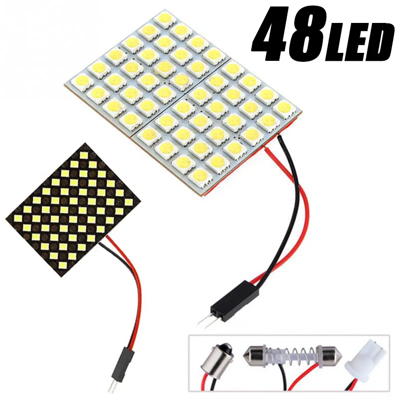 T10 5050 3030 LED Interior Panel White Light Reading Lamp Universal Car Trunk Roof Dome Bulb 48 24 12 SMD Lights 12V