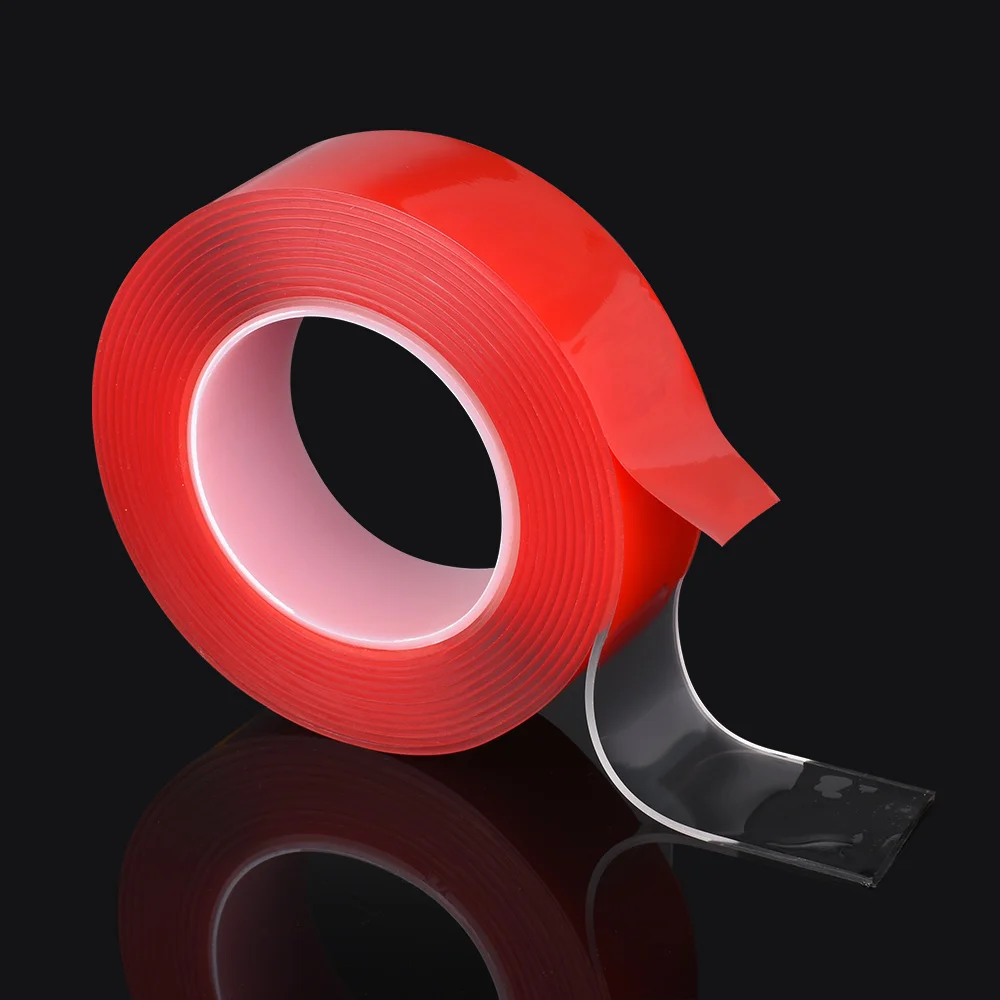 Double Sided Tape Nano Red Film 2mm Transparent High Adhesion No Trace Car Ornaments Fixed Decorations Shop Signs Lampshades