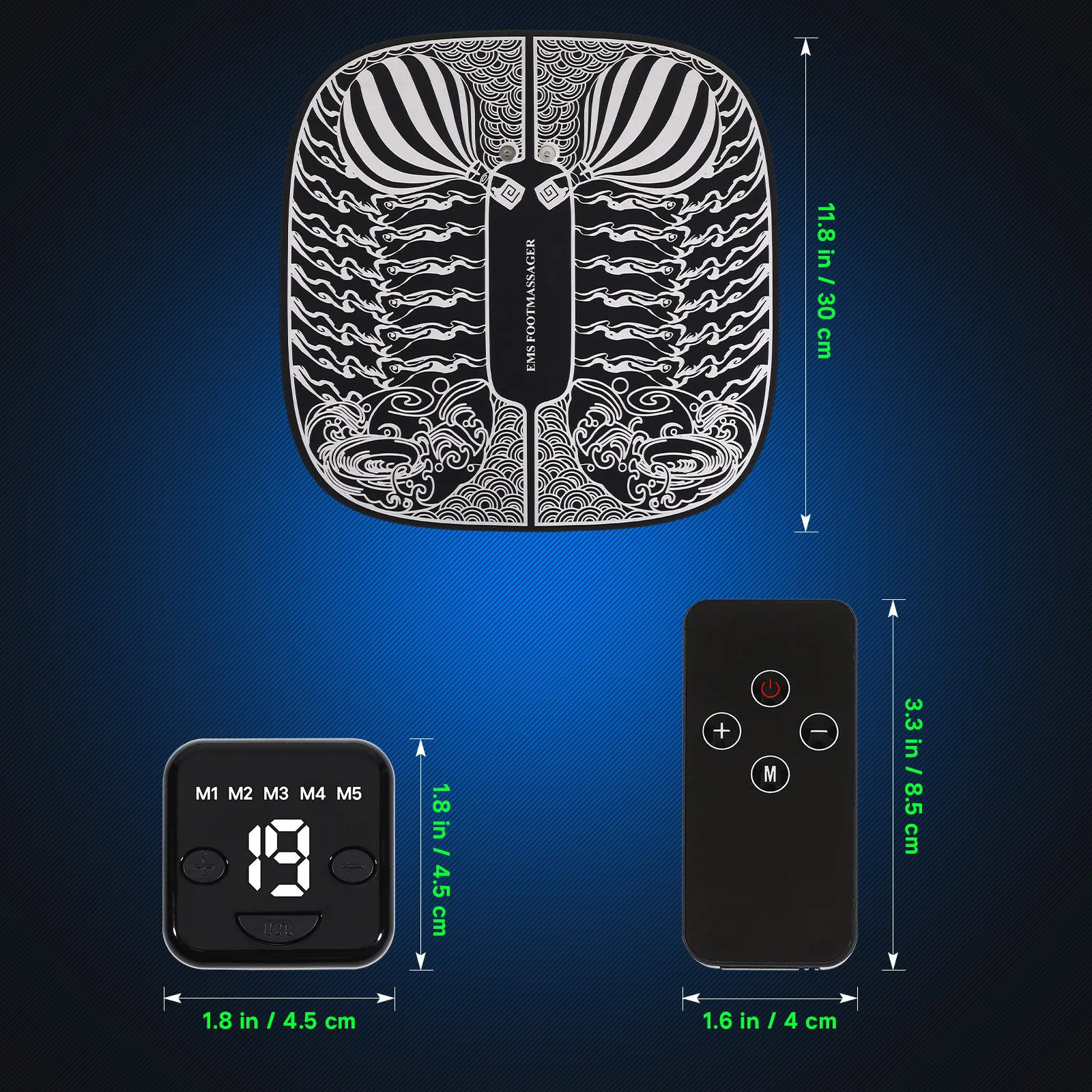 مدلك قدم حصيرة قابلة للشحن للطي التحكم عن بعد نبض تحفيز المحمولة وسادة مساج كهربائية للساقين الأسلحة الجسم