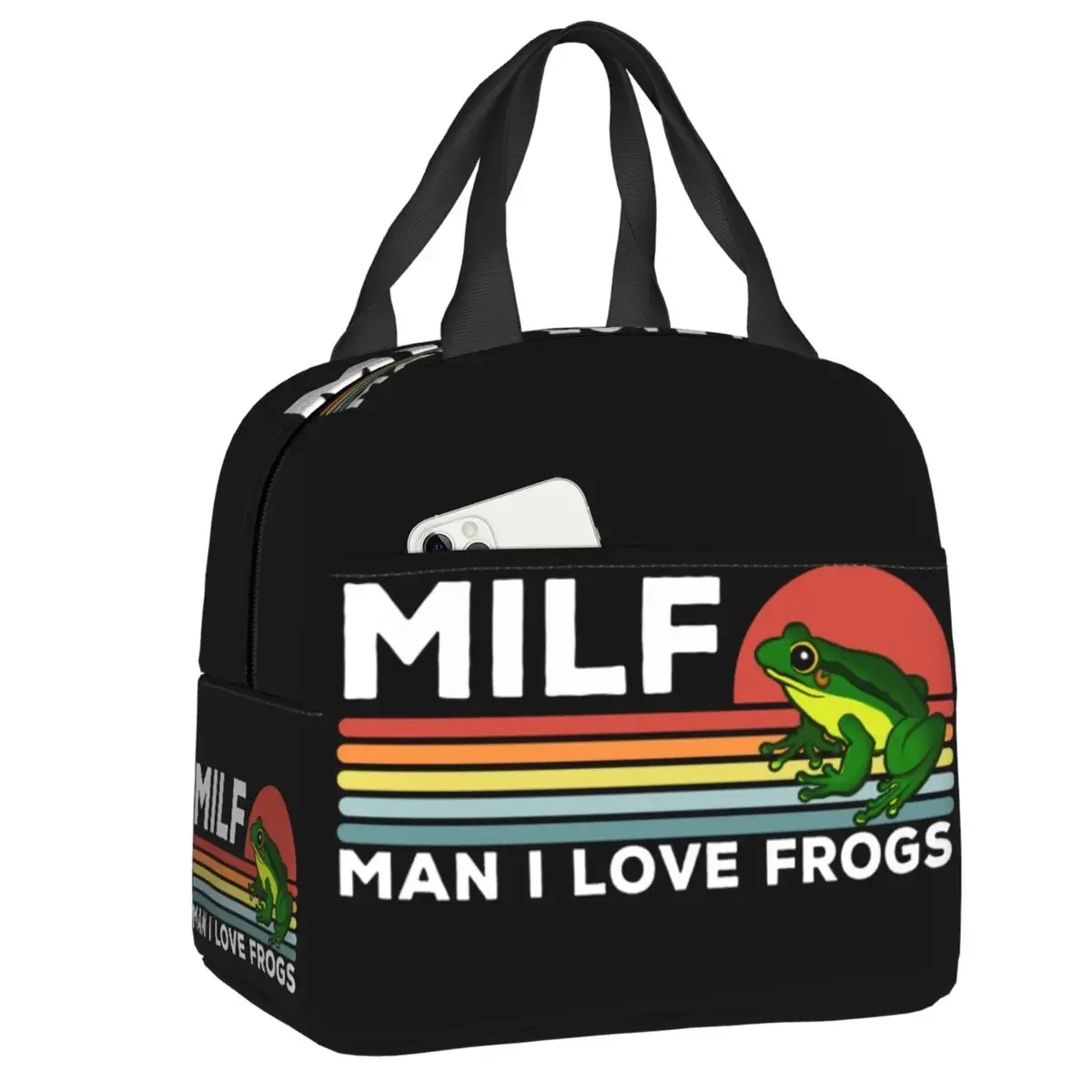 

Milf Man I Love Frogs Lunch Bag for Outdoor Leakproof Picnic Thermal Cooler Insulated Lunch Box Women Children Tote Bags