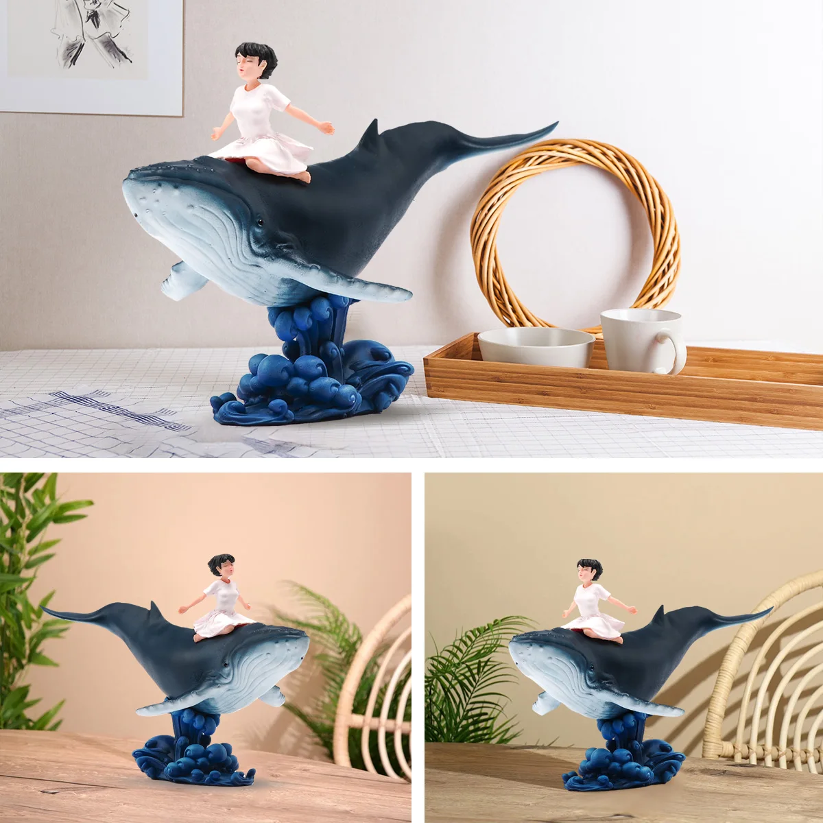 

Miniatures Anime Girl Riding Dolphin Figure Doll Model Desktop Ornament Decoration Birthday Gift Holiday Present Toys Crafts