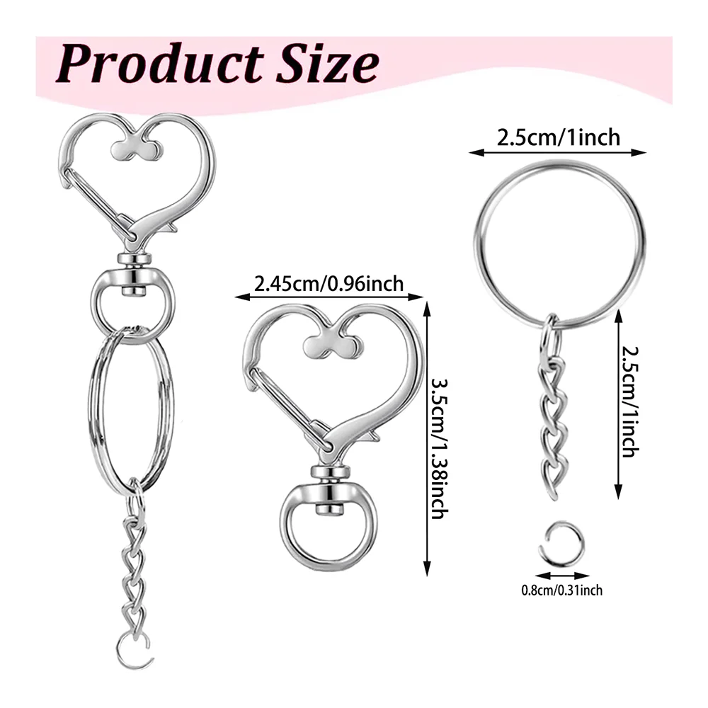 15/30 Sets Heart-Shaped Rotating Keychains with Chains