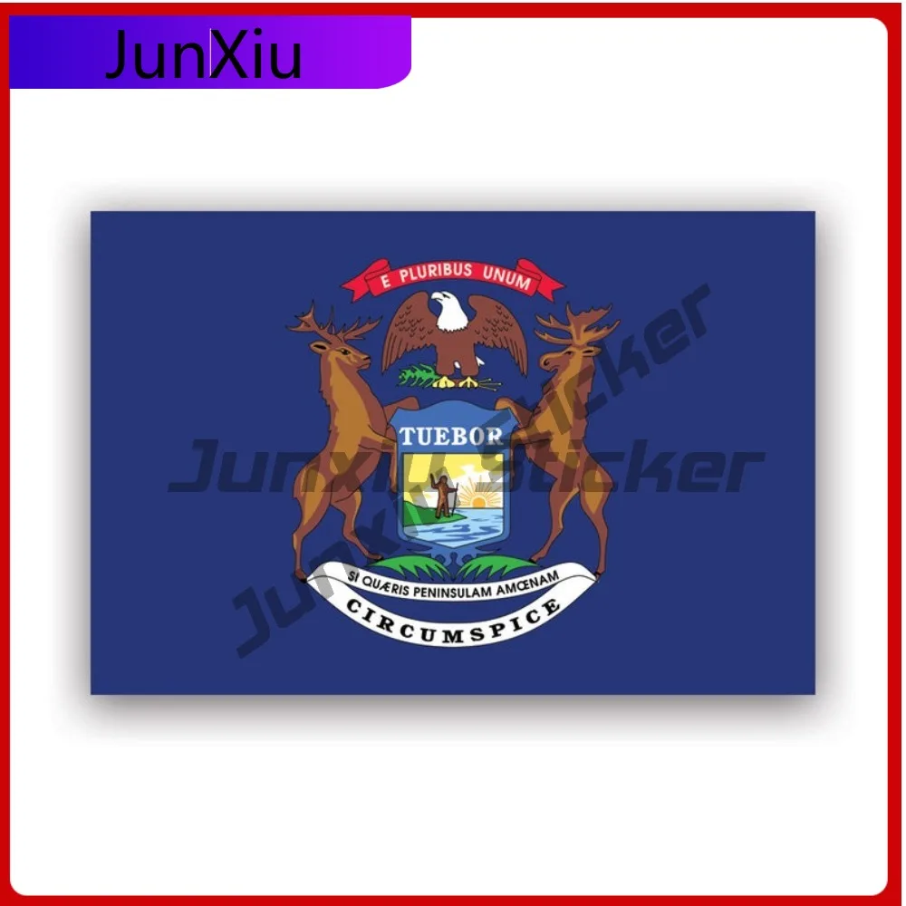 

Michigan Flag Sticker Creative Decals State Michigander Mi State Flag Patriotic Car Sticker Vinyl Decal Waterproof Durable Color