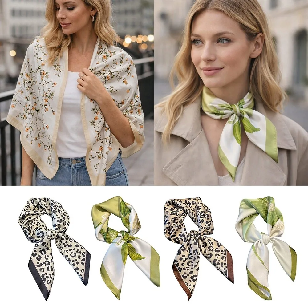 

New 70X70cm Flower Head Scarf Square Polyester Hijab Headband Paisley Print Decorative Headwraps Neck Accessory