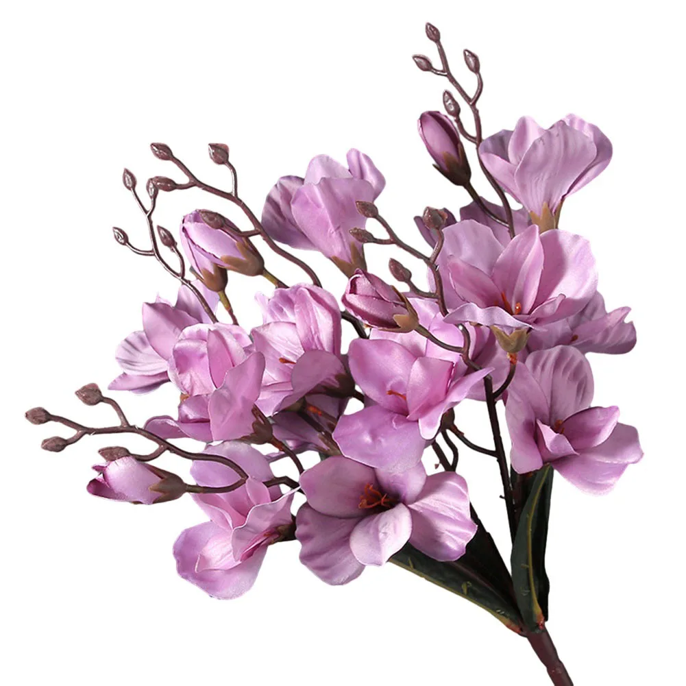 Magnificent Magnolia Flower Bouquet 5 Prongs 20 Heads Artificial Flowers for Home Decoration Multiple Color Options