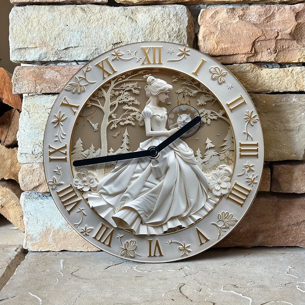 

Princess Themed Wall Clock, 8-Inch Silent Movement, DIY Assembly Kit , Decorative Timepiece for Home and Graduation Decor