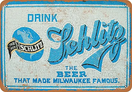 Metal Sign - Drink Schlitz Beer Mosaic Tiles - Vintage Look