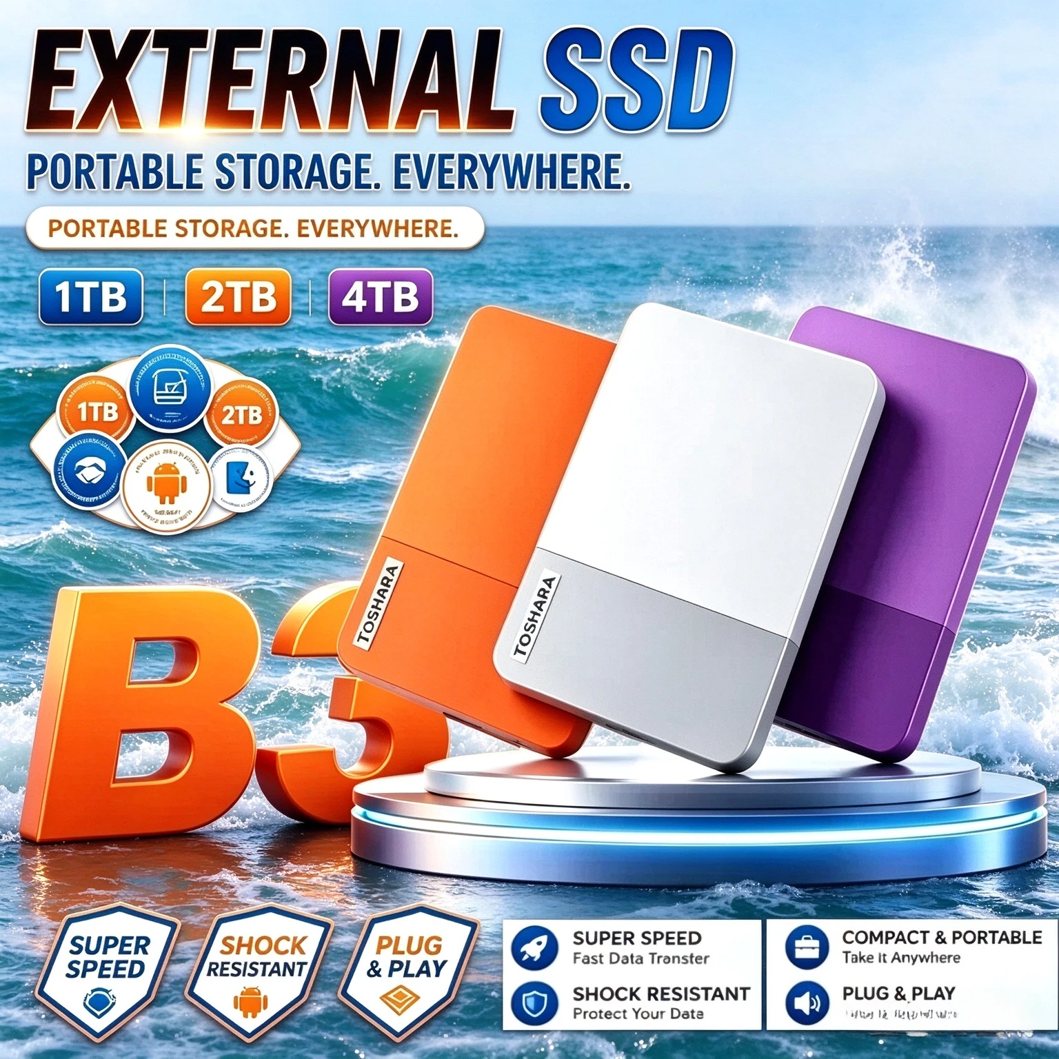 High Speed Portable External Hard Drive Multi-color Storage Disk 500GB-4TB For Laptop Mac Android Phone Mobile Data Backup