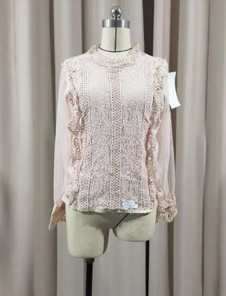 

Женская рубашка, новая мода 2025 года, повседневная элегантная сексуальная однотонная сетчатая рубашка с длинным рукавом и круглым вырезом, женская кружевная рубашка