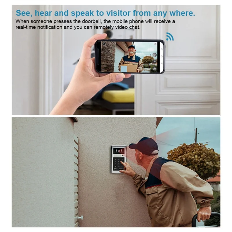 FEDI-Tuya Smart Wifi WIFI Video Doorbell System 1080P Wireless Door Phone Outdoor Camera RFID Card EU Power Supply EU PLUG