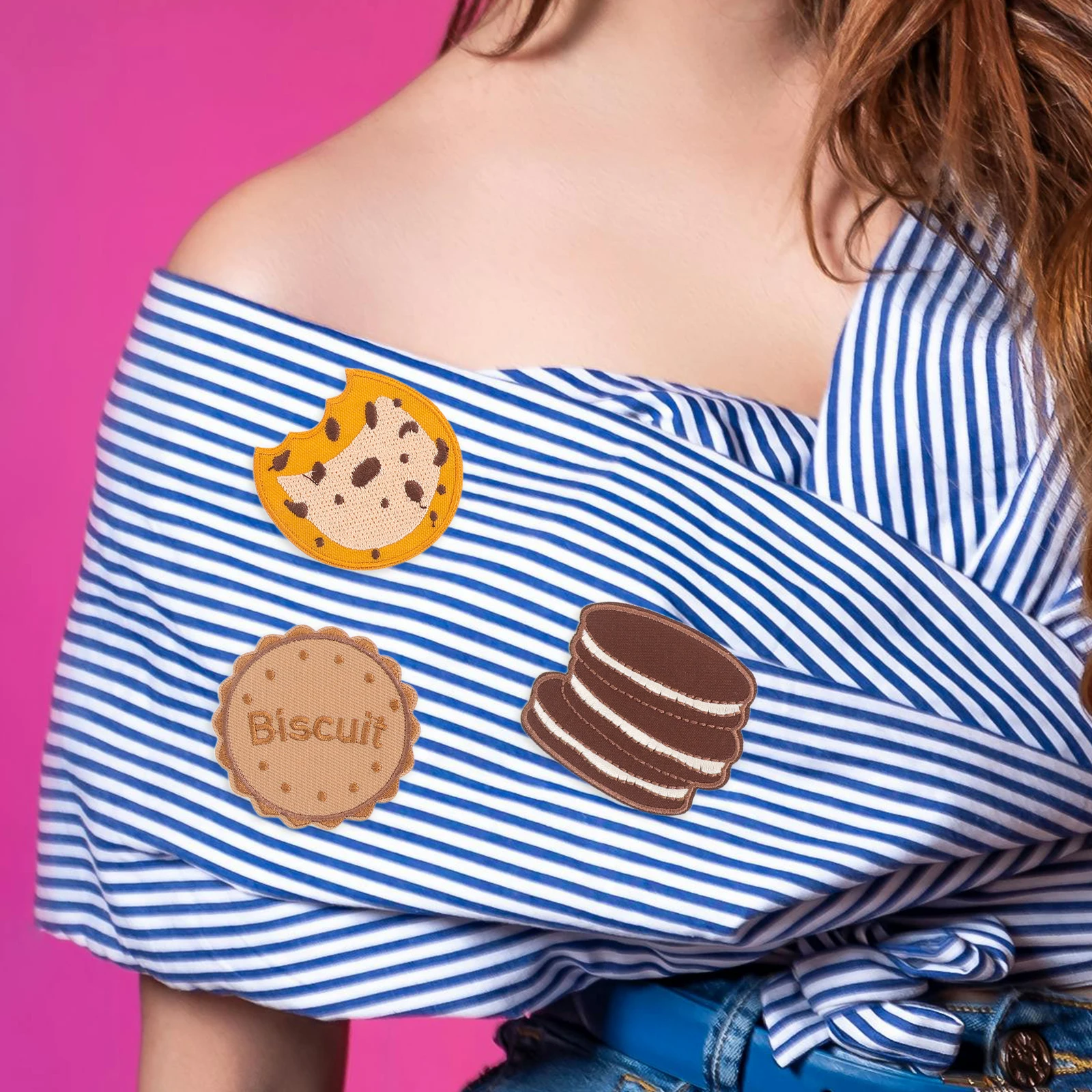 

10pcs Cookie Cloth Stickers Cute Iron On Patches Cartoon Biscuit Appliques for Sewing DIY Clothing Accessories Mini for Jackets