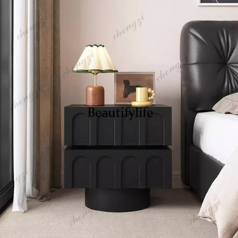 B182 Small Oak Wood Nightstands Drawer Retro Brown Cute Antique Weird Bedside Nightstands Bedroom Vintage Mesa De Cabeceira Furn