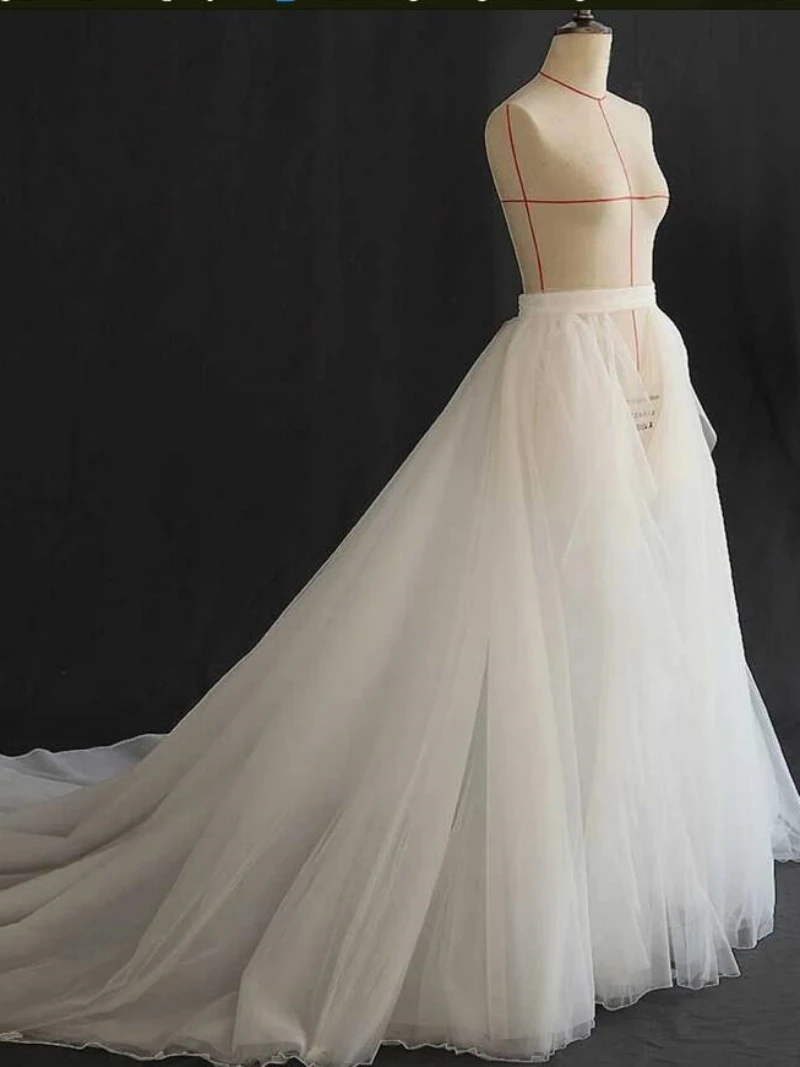 Jupe de mariée blanche, robe de Rhpersonnalisée, longue jupe en tulle avec traîne