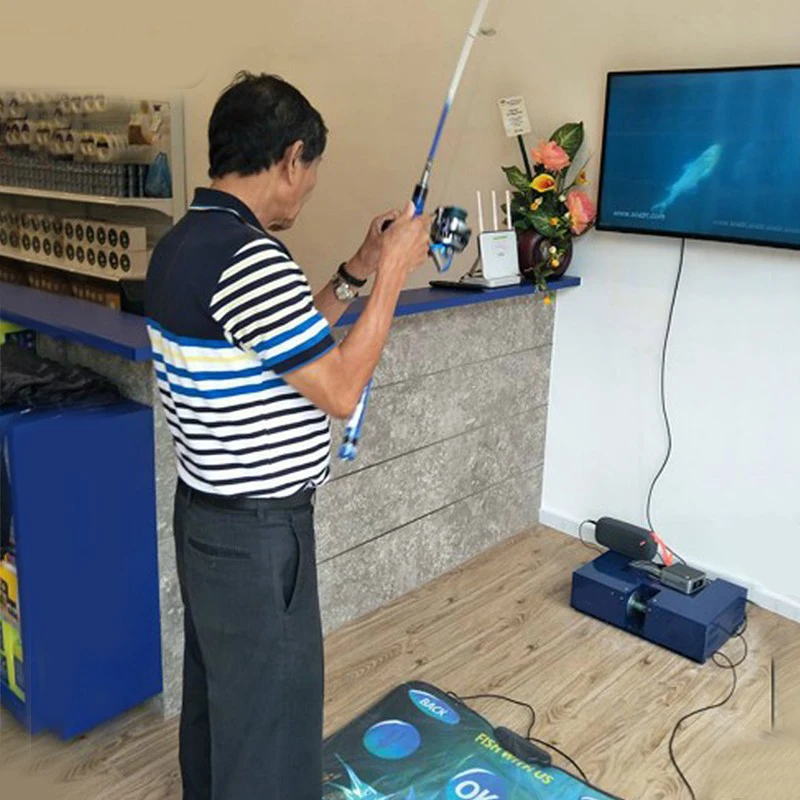 Indoor reality game console fishing simulator