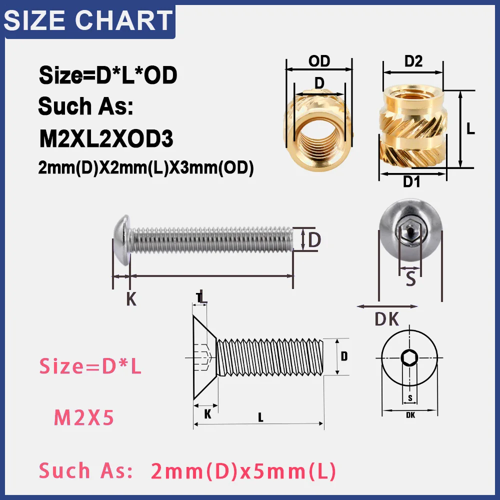 M3 Heat Brass Insert Nut Hex Socket Screw Set Metric Thread Allen Bolt Inserts Nuts With Soldering Iron Tip Kit For 3d Printing