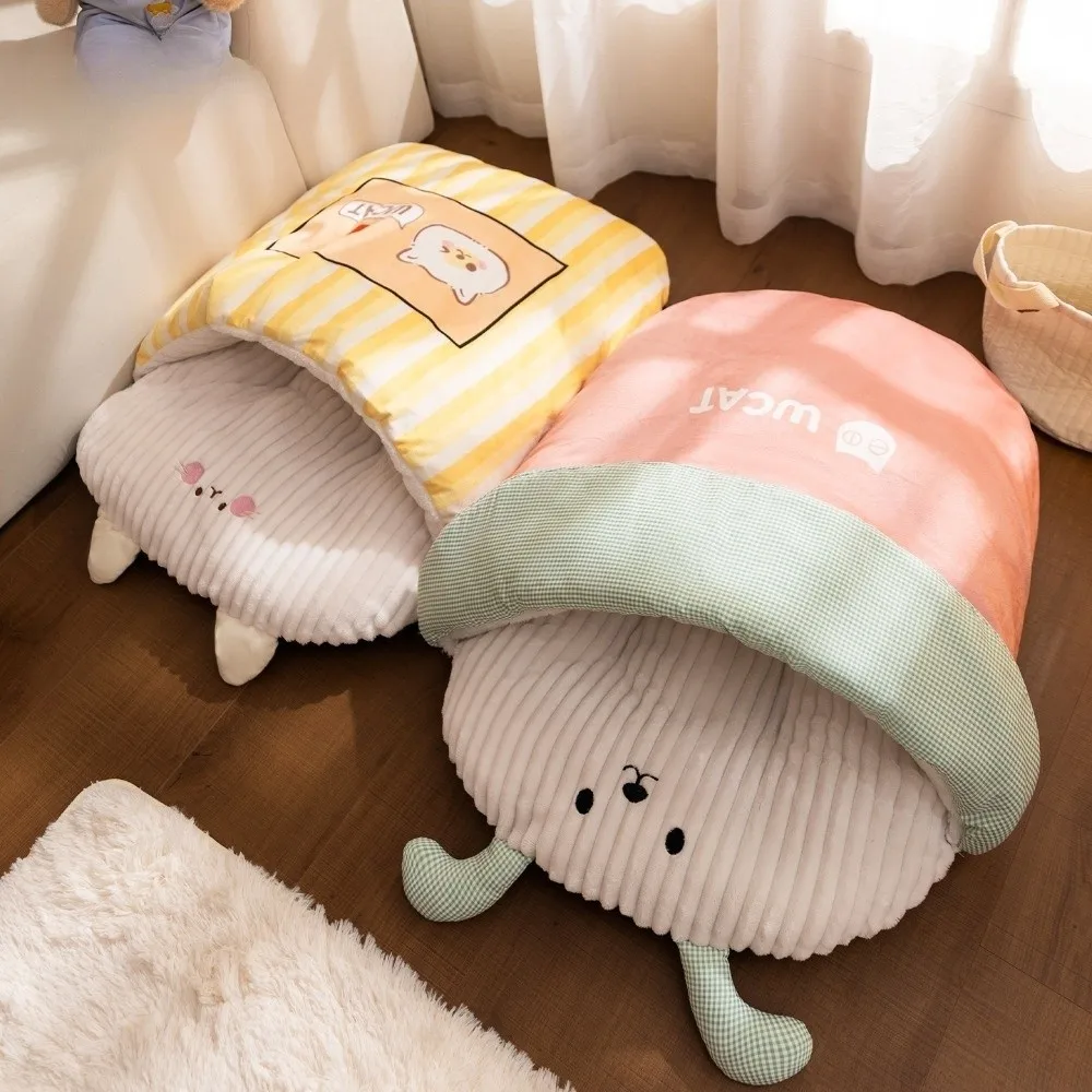 

Pet Bed Cartoon 3D Cat Sleeping Bag Warm Comfortable Tunnel Cat Nest Semi-enclosed Soft Dog Kennel Autumn