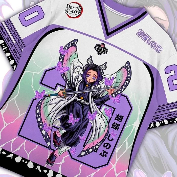 20 Jersey Demon Slayer Kochou Shinobu Anime Series Jersey Korean Style Baseball Hockey Oversize T-shirt Daily Unisex Tops Tee