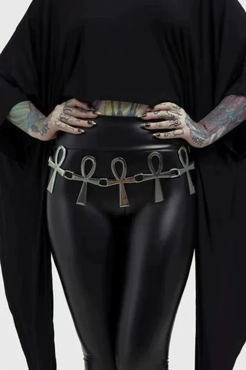 Dark Gothic Heavy Metal Cross Chain Waist Chain Belt Punk Witch Belt Unisex Fashion Accessory Metal Material  Knot