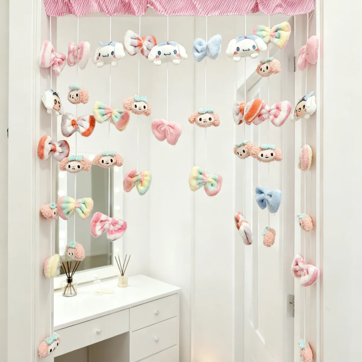 

Kawaii My Melody Partition Curtain Cute Bow Kuromi Cinnamoroll Bedroom Living Room Door Curtain Accessories Girl's Gift Toys