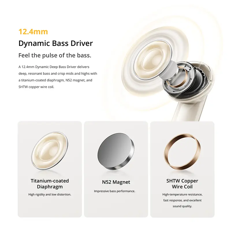 الإصدار العالمي realme Buds Air 7 سماعة أذن TWS عزل ضوضاء 52dB بطارية تدوم حتى 52 ساعة مشغل باس 12.4 مم LHDC 5.0 IP55 - 4