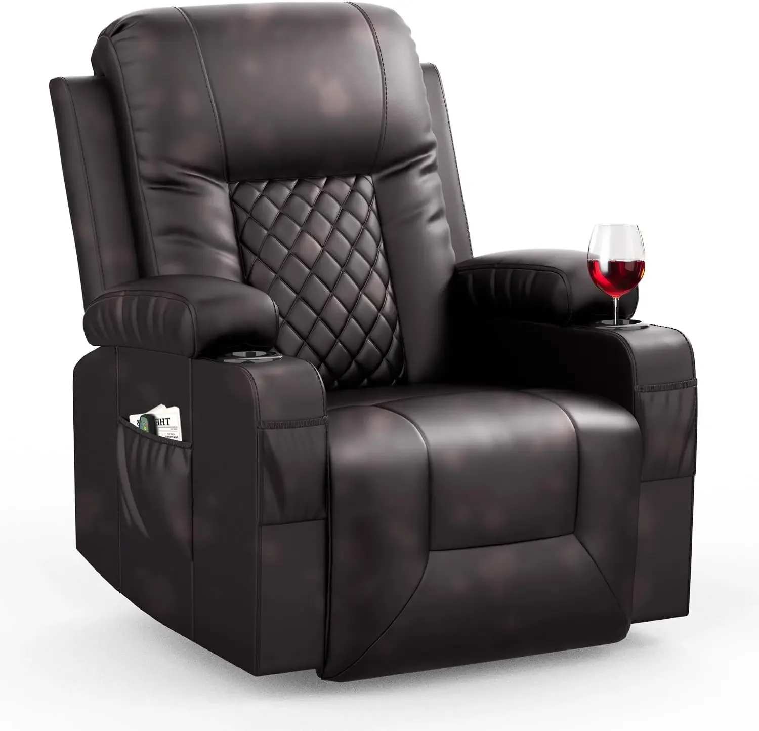 Recliner Chairs for Adults, Massage Rocker with Heated Modern Ergonomic Lounge 360 Degree Swivel Single Sofa Seat Living Room