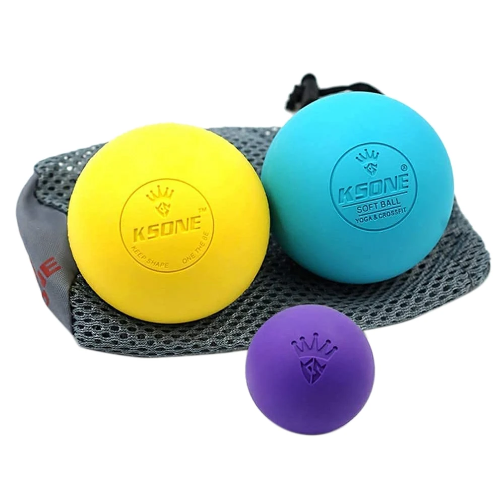 Ksone-juego de bolas de masaje Lacrosse, rodillo de masaje muscular, bolas de tejido profundo, Bola de masaje dura y suave con Mini bola