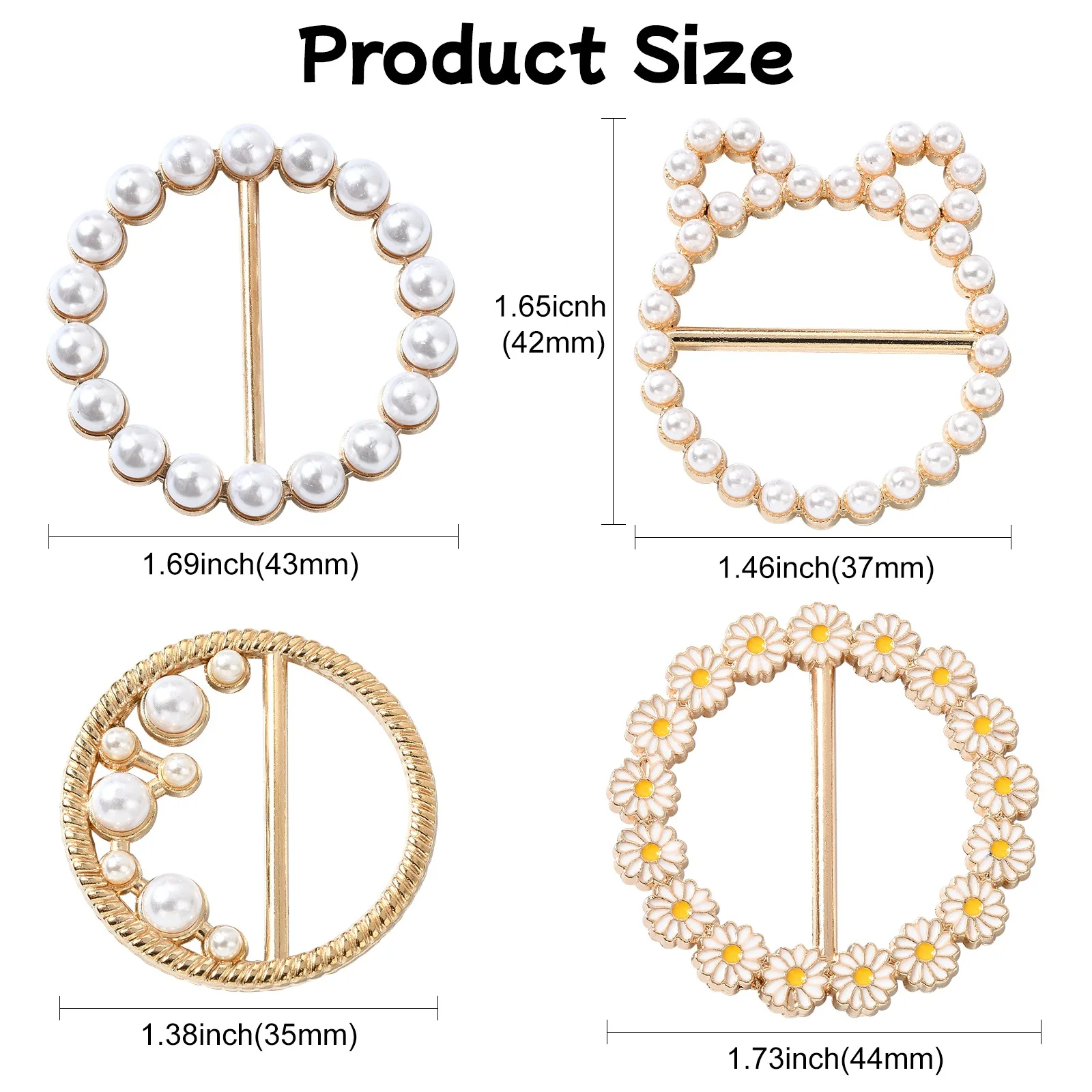 4Pcs 4 Styles Silk Scarf Buckle Ring T-Shirt Clips Fashion Round Circle Clip Buckle Shirt Silk Scarf Button