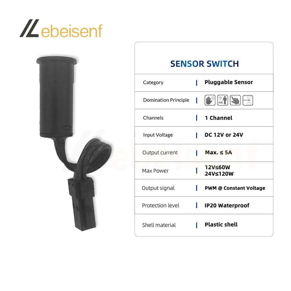 Cabinet Single Control Sensor Switch PIR Hand Sweep Touch Door Sensing ON/OFF DC 12V 24V 5A 4Pin for Indoor LED Lighting Control