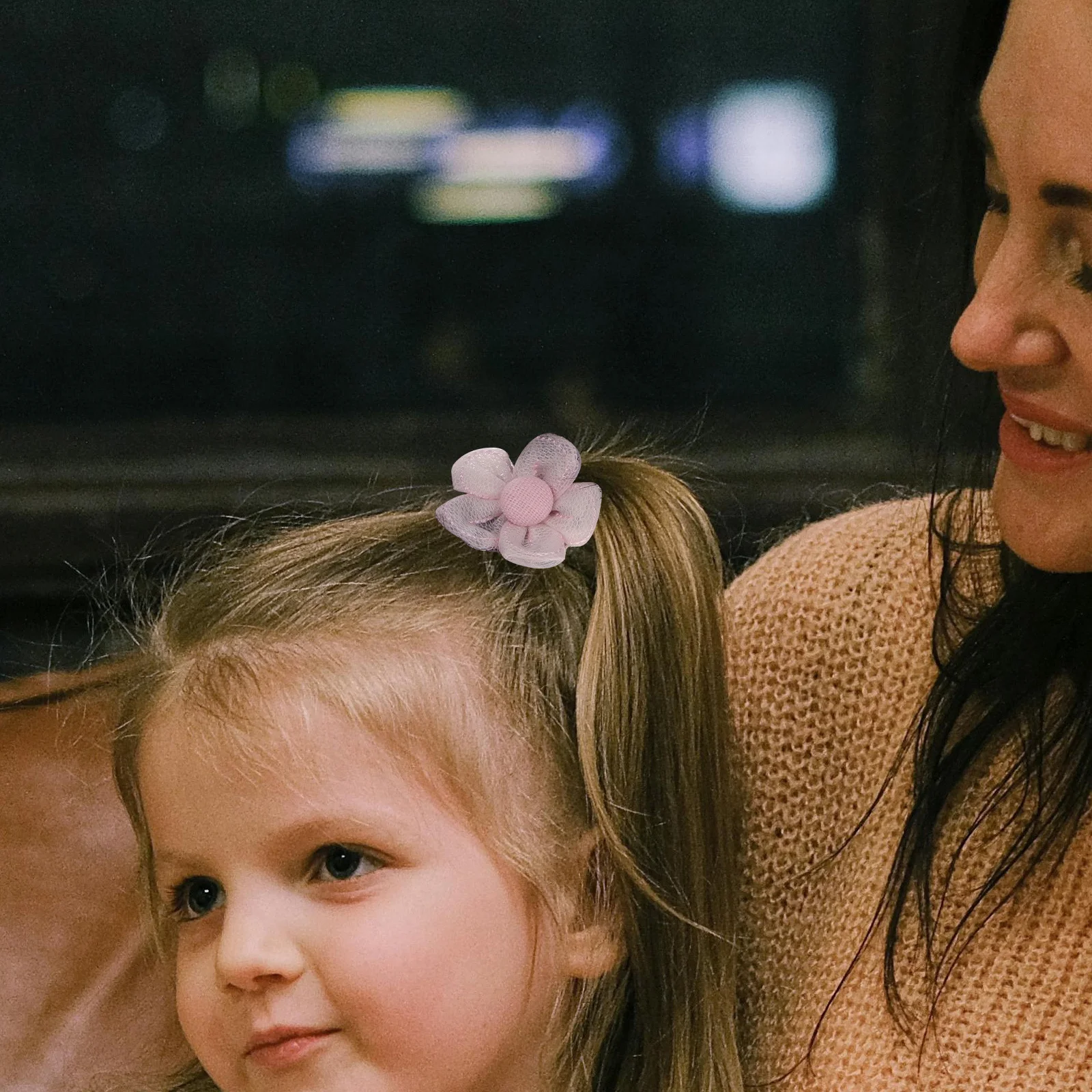 10 Buah Ikat Rambut Besar Berkilau Putih Motif Bunga Elastis Lucu