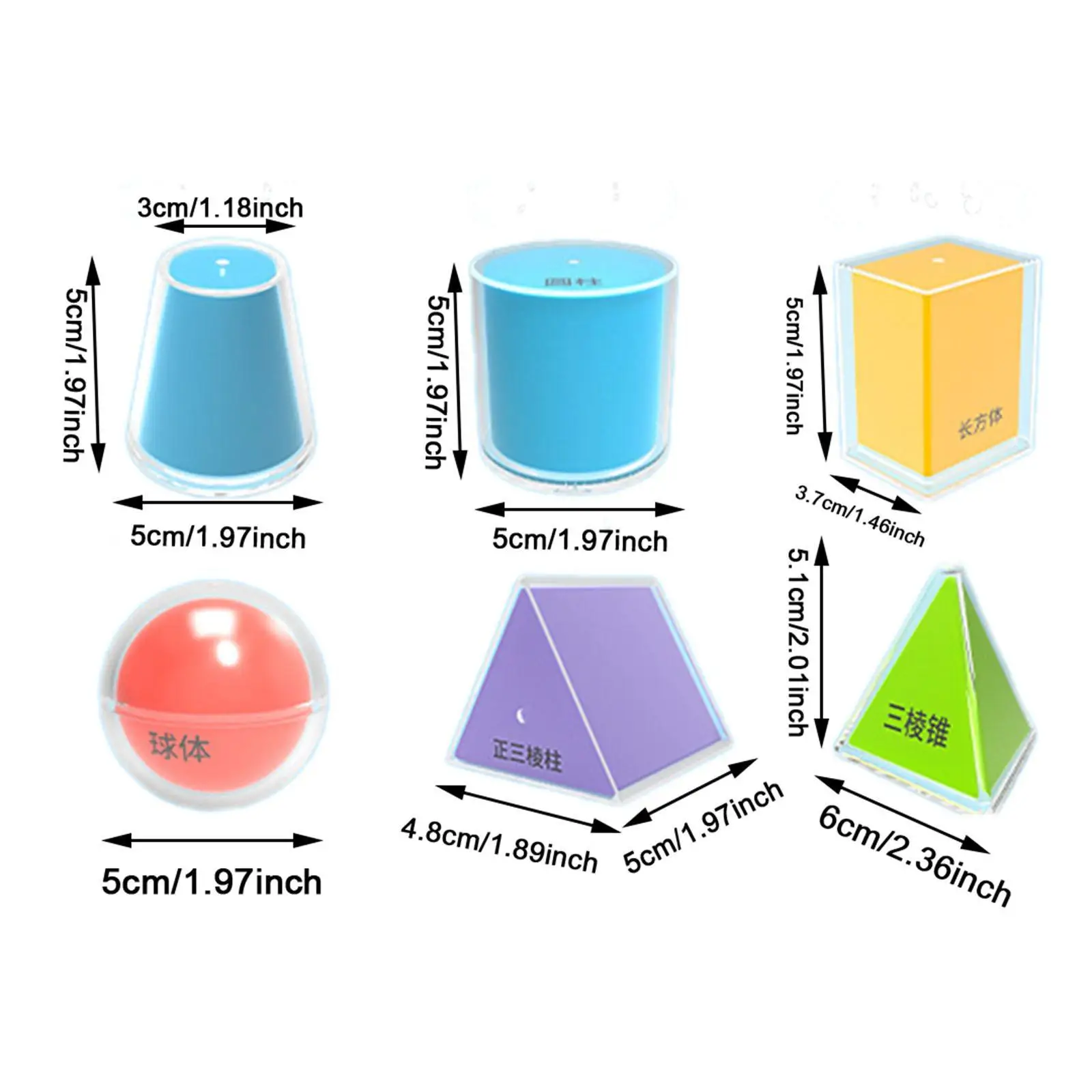 Manipuladores matemáticos sólidos geométricos de 16 peças para material escolar elementar