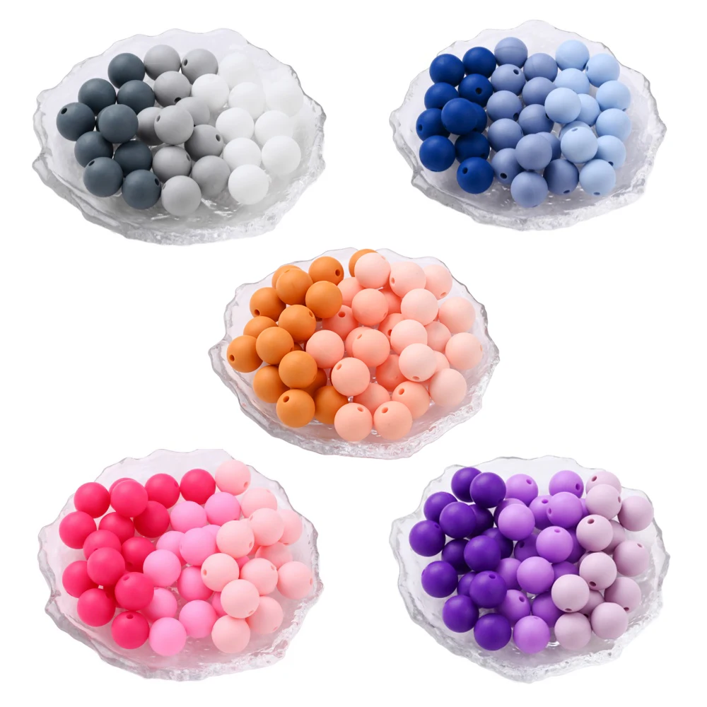 Conjunto de contas de silicone multicoloridas, 60 peças, 12mm, faça você mesmo, controlador de chupeta, clipe de chupeta, brinquedo de mastigar, artesanato para bebês, sem bpa