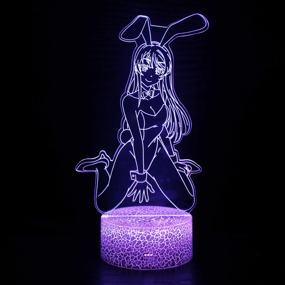 3d Anime Lamp Bunny Girl Sakurajima Mai Kawaii Nightlights Manga Gift For Children Led Color Changing Night Light Room Decor