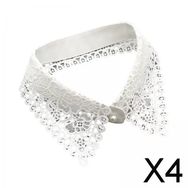 

4xЖенский искусственный воротник, съемный воротник-полурубашка для аксессуаров для одежды, белый