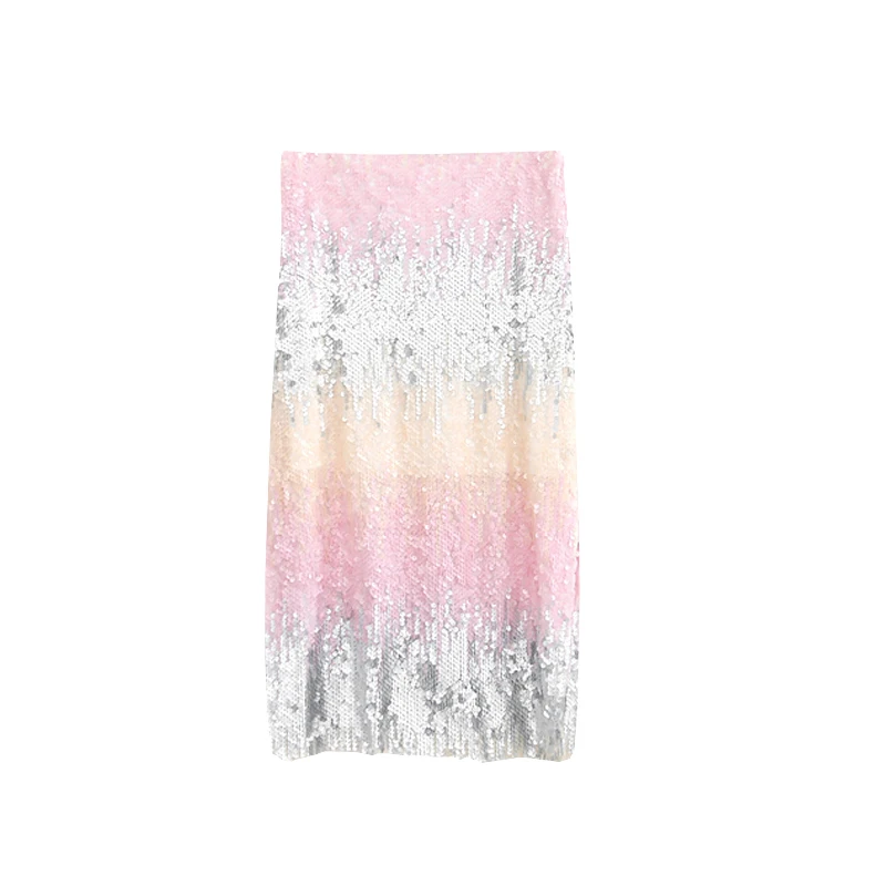 High Waist Long Sequined Skirts Women Long Sequin Skirt Women Mid Length Skirt Goth Skirt Y2k Pink Skirt Vintage