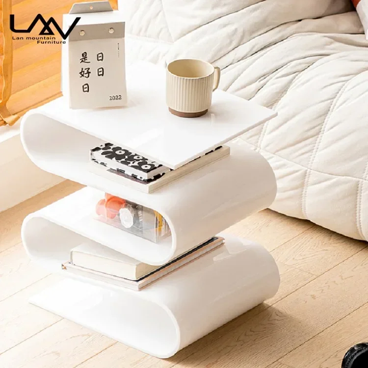 Living room Creative Book Magazine Storage Rack Side Table Light Luxury Bedroom Acrylic Nightstands Lockers Furniture