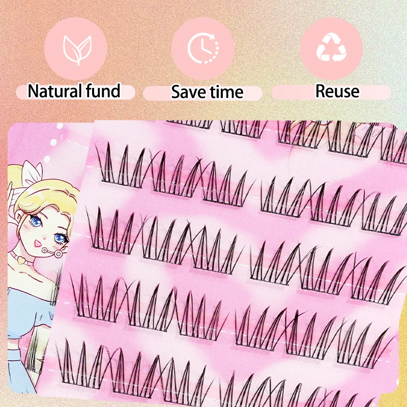 Wiederverwendbare selbstklebende Wimperncluster, kein Kleber, einzelne Wimpern, weiche Wimpernverlängerungen im Idol-Stil für Make-up