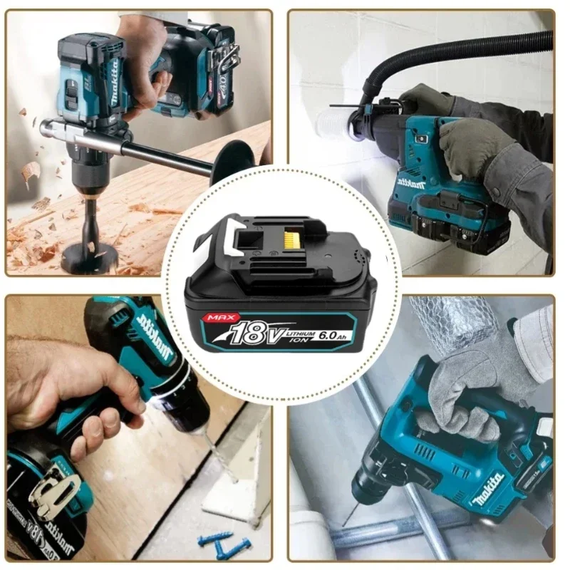 100% Original makita 18v battery 6.0 Ah Rechargeable  Power Tool makita 18 v Battery, Replaceable LED Lithium-ion, BL1860B