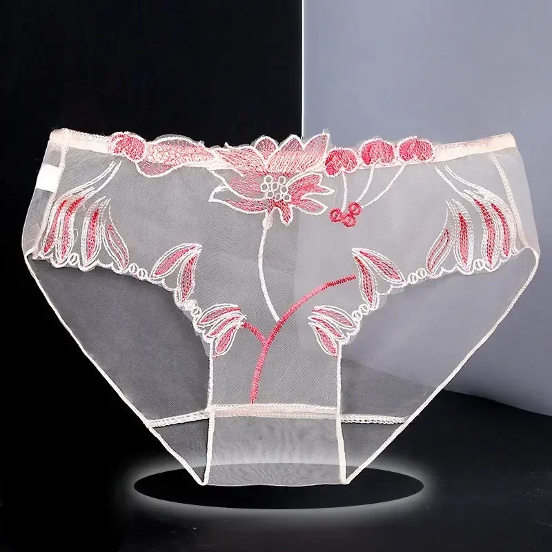 

Sexy Transparent Women's Panties Super Thin Breathable Perspective Brief Underwear For Women Floral Mesh Female Lingerie Panty